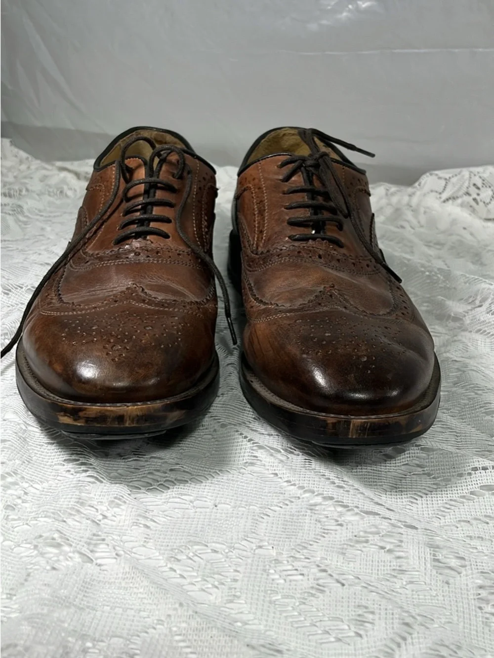 Classic Men's Brown Leather Wingtip Oxfords